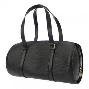 Louis Vuitton Black Handbag Leather Epi Soufflot Noir